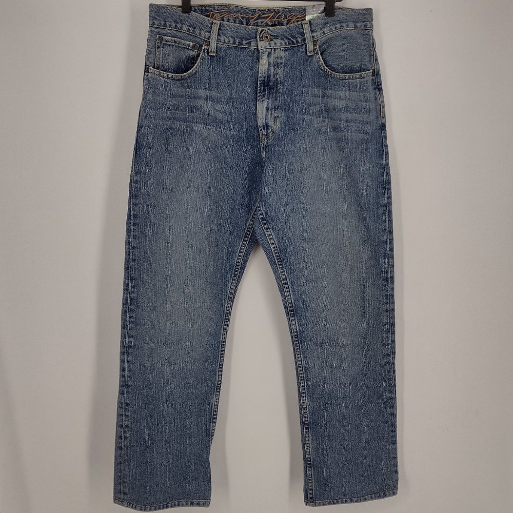 NWT Vintage Y2K Deadstock Tommy Hilfiger Distressed Denim Blue Jeans